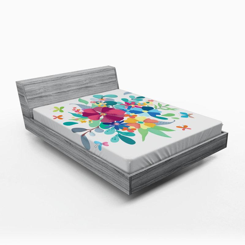 Microfiber Floral Fitted Sheet, Full Fitted Sheet