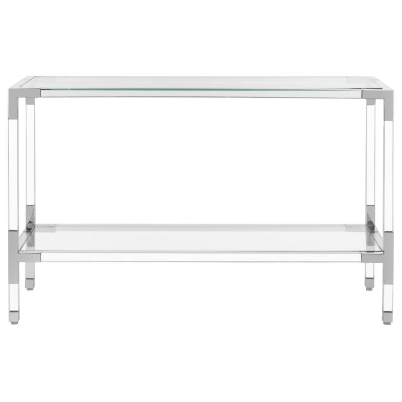47'' W Glass Console Table, Silver