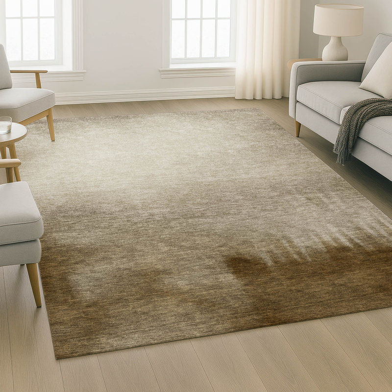 Premium Machine Washable Mayfield AMF2420 Ombre Rug, 8' x 10', Khaki