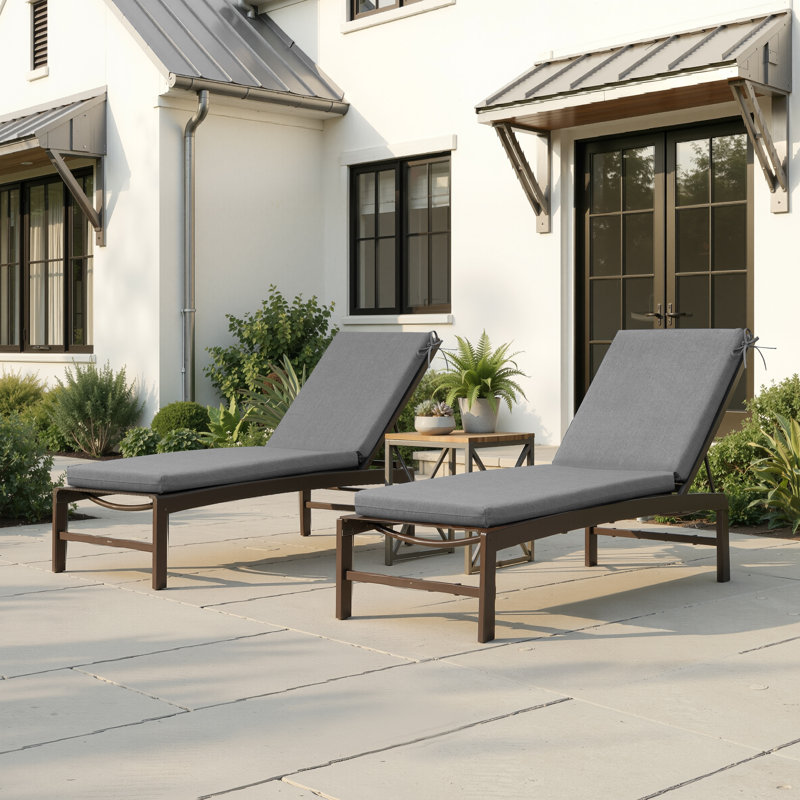 80" Long Seat Cushion For Chaise Lounge (Set of 2), Gray