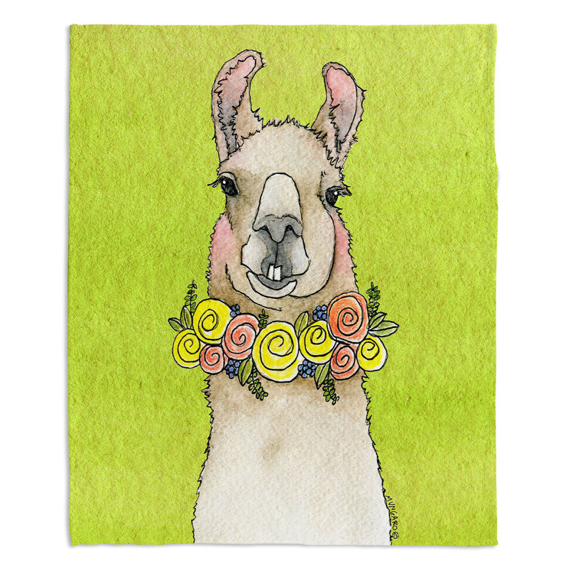 Couverture Tooth Llama, 68 po x 80 po, Lime