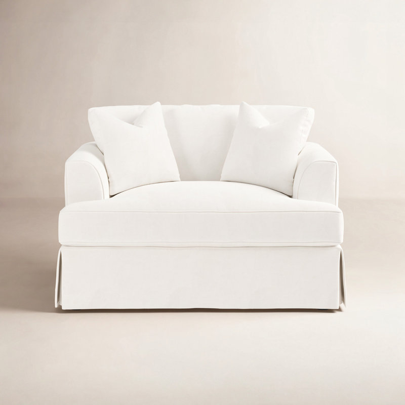 Lucia Slipcovered Chair and a Half, Classic Bleach White Twill