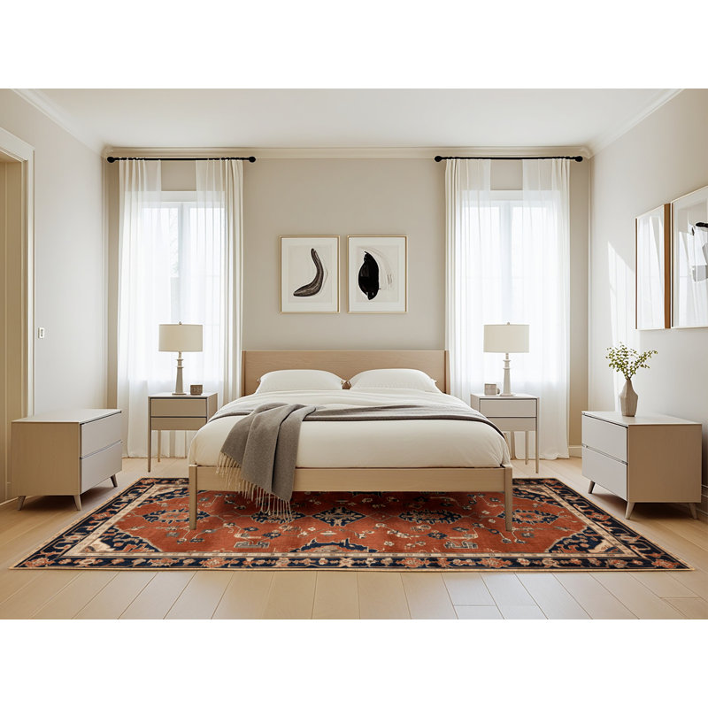 Tapis art déco brun lavable à la machine, Rectangle de 5 pi x 8 pi