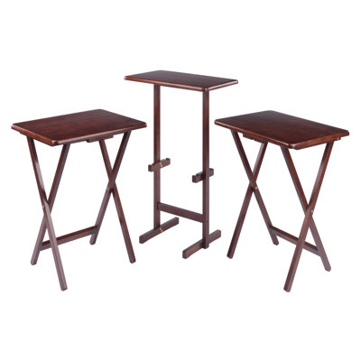 Alvah 3-pc Set Snack Table, Walnut Finish