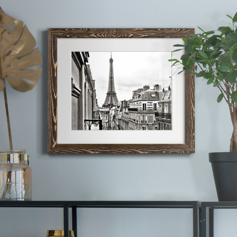 " Eiffel View ", Walnut Framed Paper, 24" H x 18" W x 1.5" D