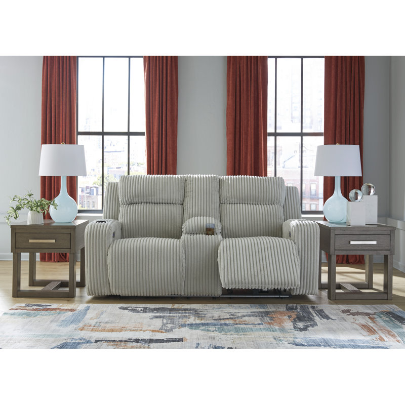 Causeuse inclinable électrique avec console Odhren, Blanc