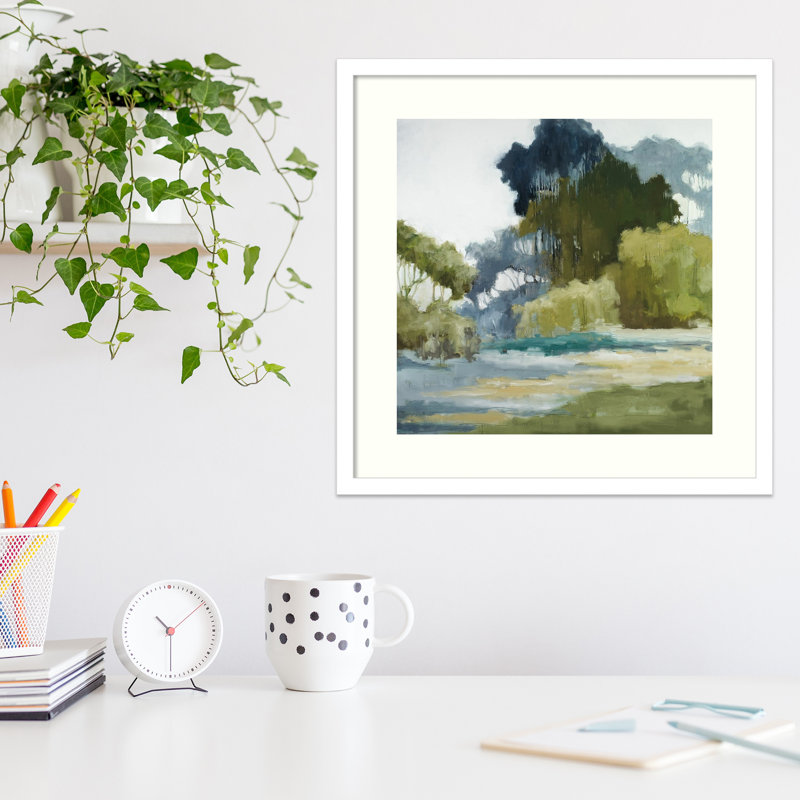 Bean Fileds Tall Trees by Jacqueline Ellens, White Framed Paper, 19" H x 19" W