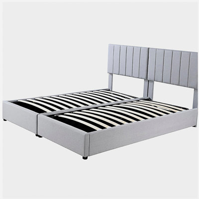 Lit plateforme à plateau-coussin amélioré avec système de rangement hydraulique