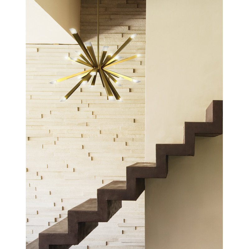 Starburst 24 - Light Sputnik Sphere LED Chandelier, Brushed Brass, 19.9" H x 29.5" W x 29.5" D