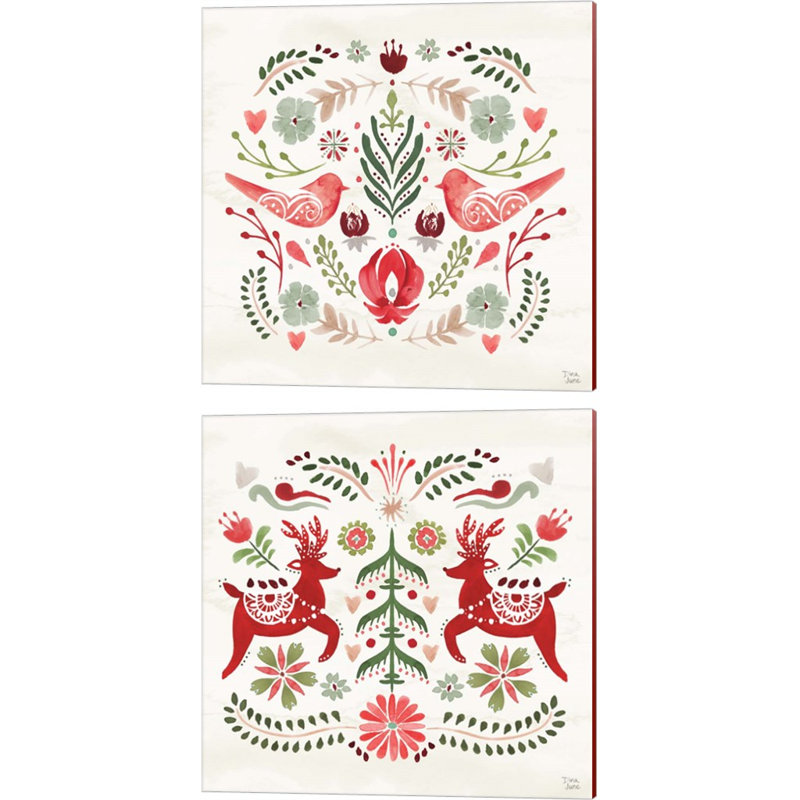 Festive Season C par Dina June - ensemble de 2 impressions sur toile tendue