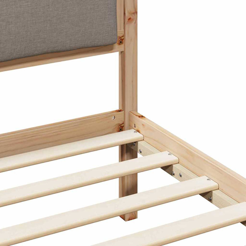 Solid Wood Bed Frame, 80 x 190cm, Natural/Taupe