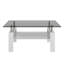 Table basse en verre trempé, base rectangulaire en panneau de fibres à densité moyenne, design de salon moderne-1376346633