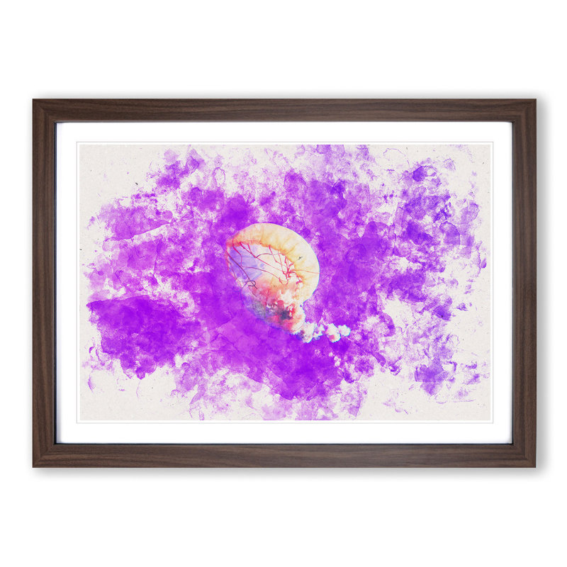 Jellyfish - Picture Frame Painting Print, Walnut Framed, 62cm H x 87cm W x 2cm D