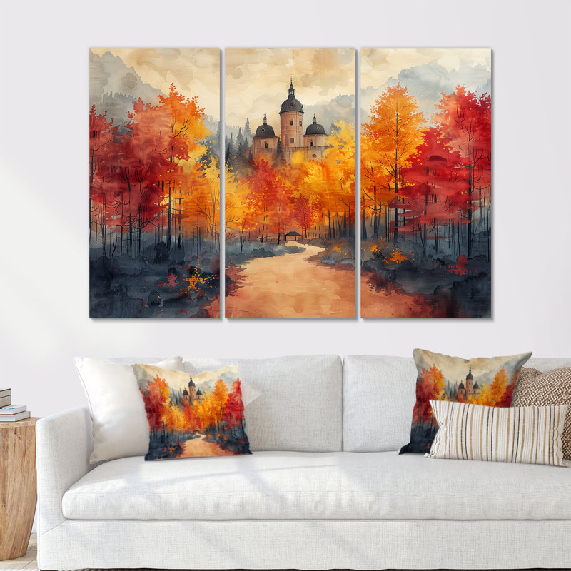 - Ensemble de salon d'art mural Chateaus, H 28 po x l 36 po x P 1 po, Métal métal