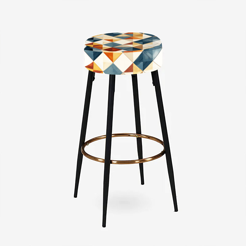 Ensemble de 2 tabourets de bar géométriques gris et beige Natural Tones