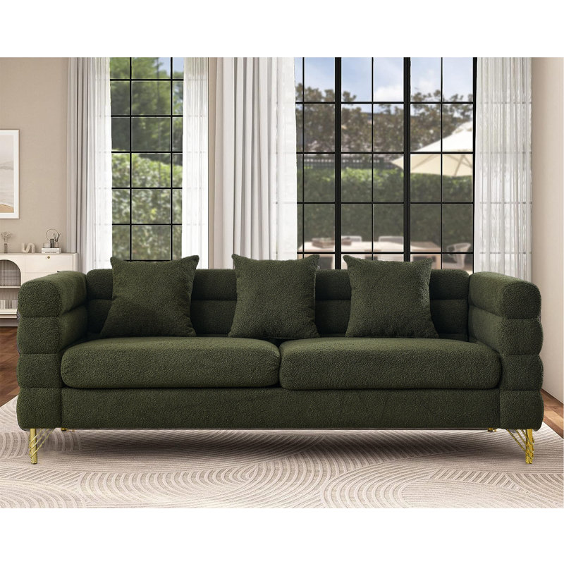 Myrle Upholstered 81'' Sofa, Green Wool