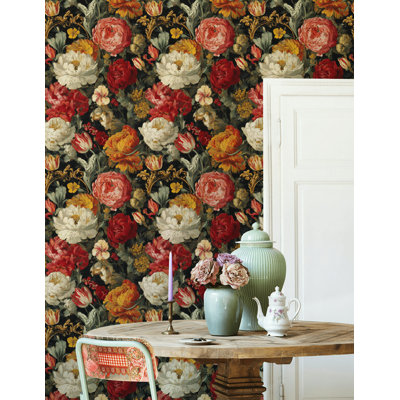 Rouleau double de papier peint à motif floral vintage