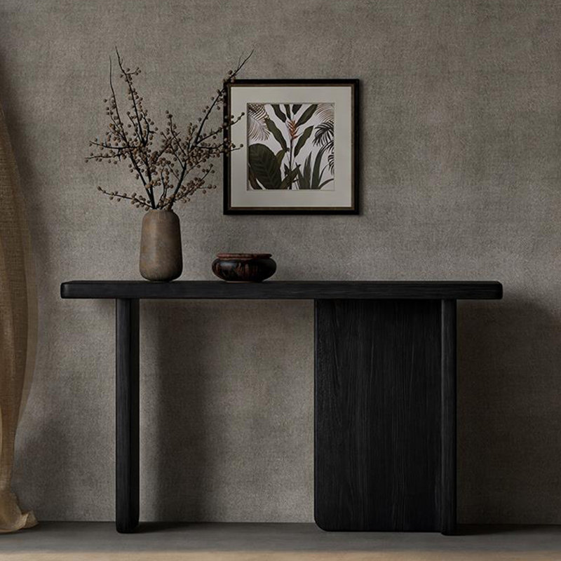 Table de véranda en bois massif de style français., Noir