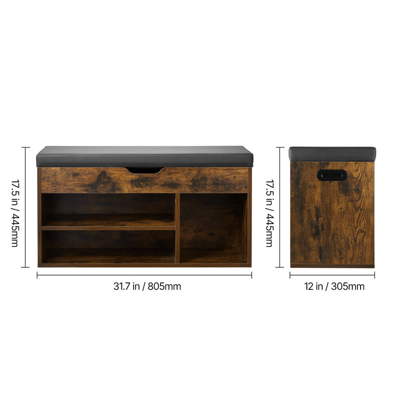 Banc à chaussures avec rangement 31,7 x 12,0 x 17,5 pouces