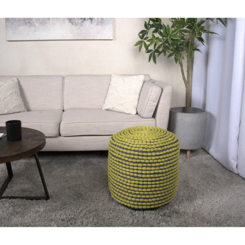 Pouf avec résistance à l'eau de rivière, fait à la main pour une utilisation intérieure, cylindrique, géométrique, capacité de 250 lb, pouf à perles, géométrique, rembourré