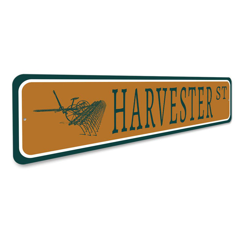 Plaque en aluminium Harvester Street, H 4 po x l 18 po x P 0,04 po