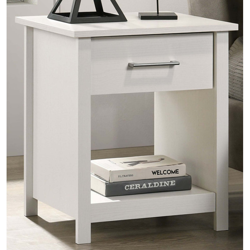 Table de chevet 1 tiroir Seraphiel, Blanc