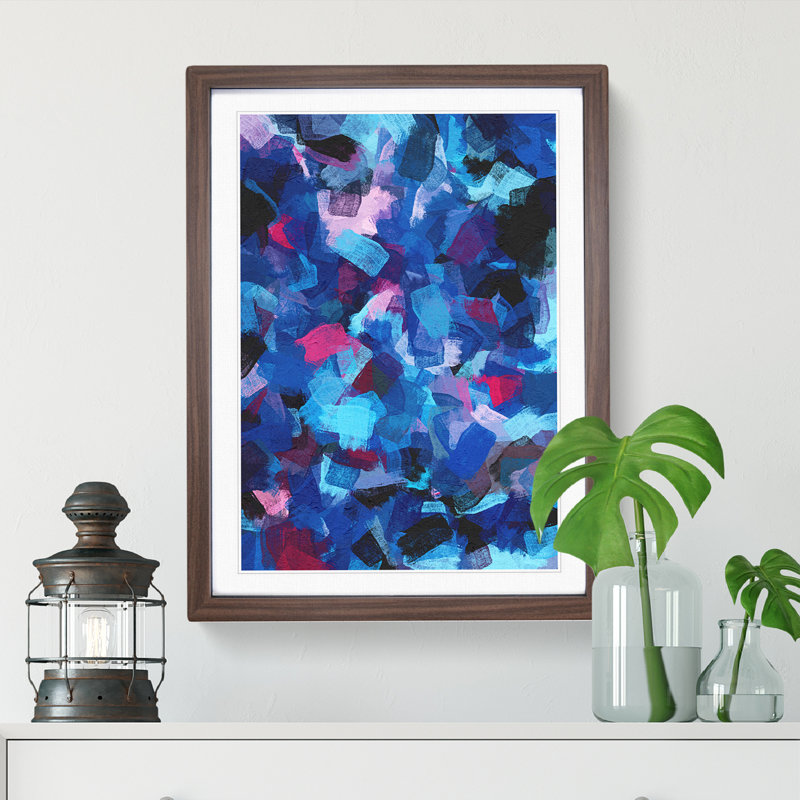 Moon Up High Abstract - Single Picture Frame Painting, 64cm H x 46cm W x 2cm D, Brown Framed