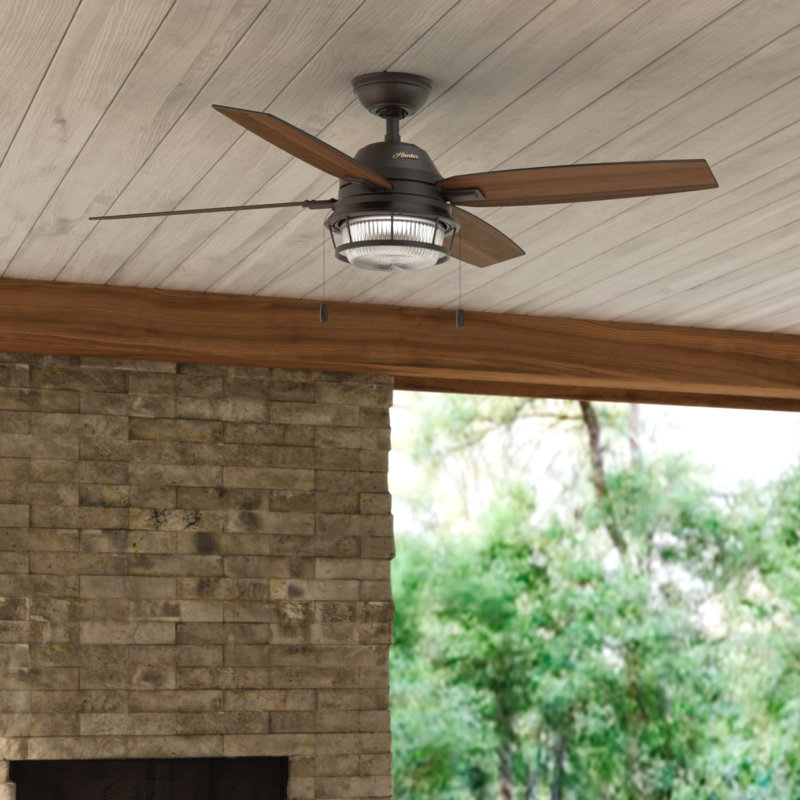 52" Ocala 4 - Blade Outdoor Standard Ceiling Fan with Pull Chain and Light Kit Included, Noble Bronze