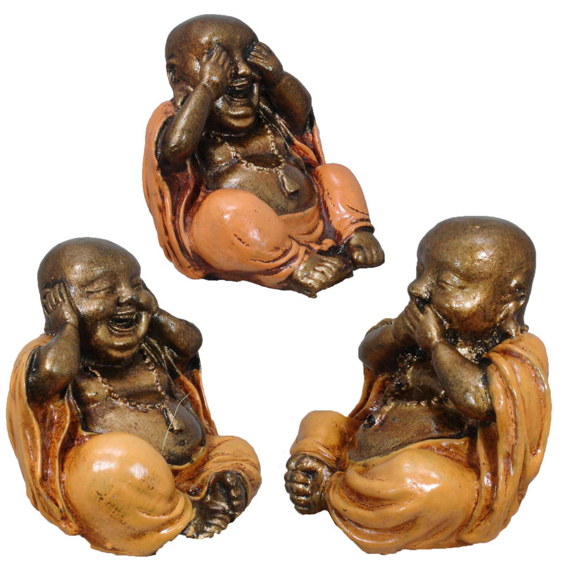Ensemble de figurine bouddhas 3 pièces Subedi Wise, Orange