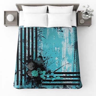 Couvre-lit matelassé à rayures bleues