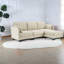Canapé spacieux en forme de L, tissu en coton et lin, design moderne pour le bureau à domicile