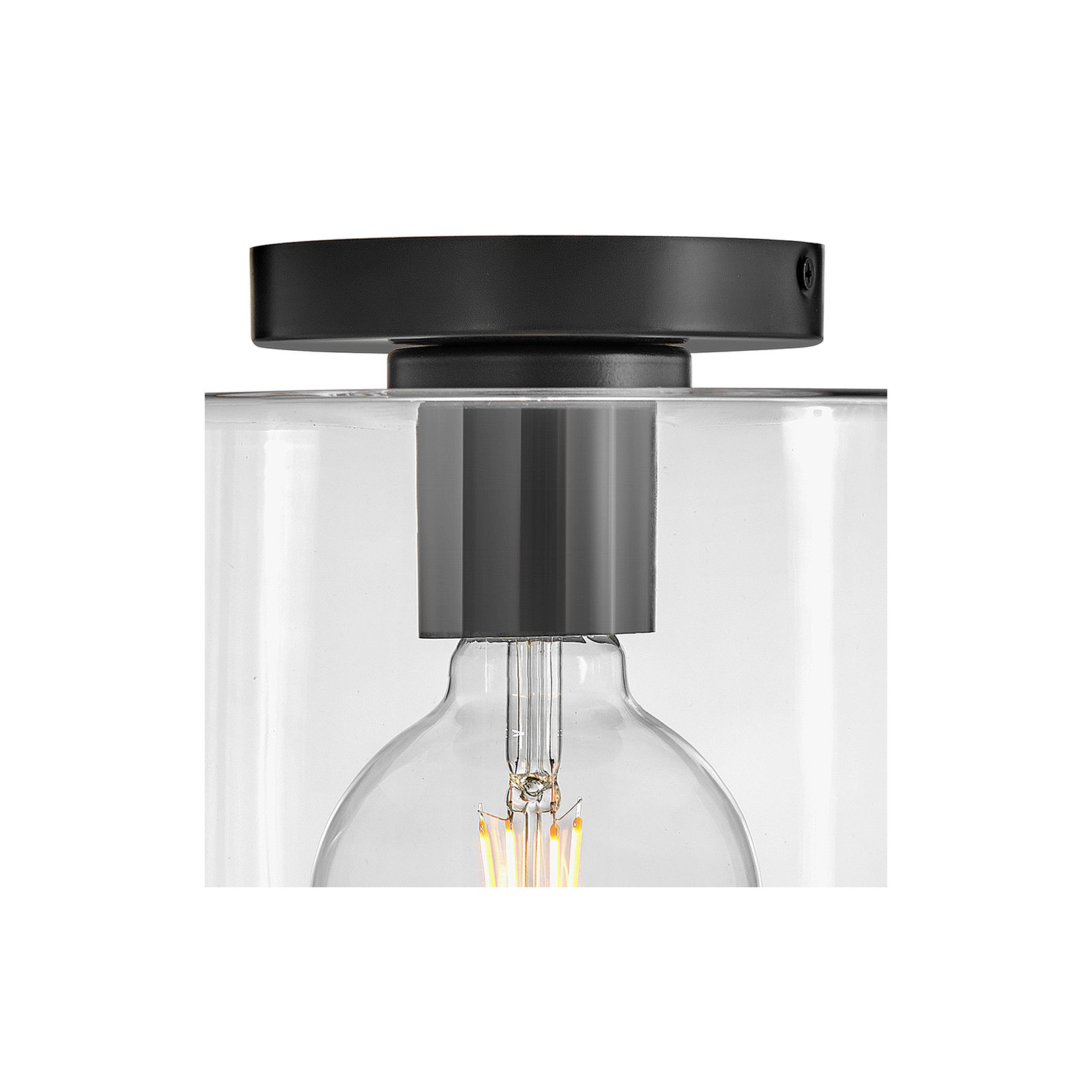 Lydia Single Light Glass Semi Flush Mount, Black