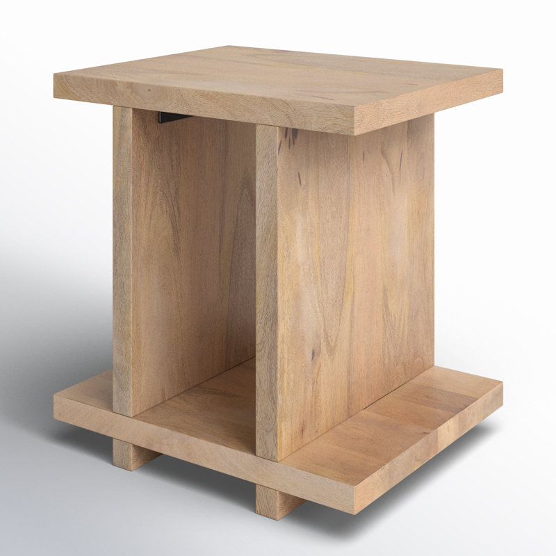 Table de bout Kerrin en bois massif de 22 po de hauteur, Brun