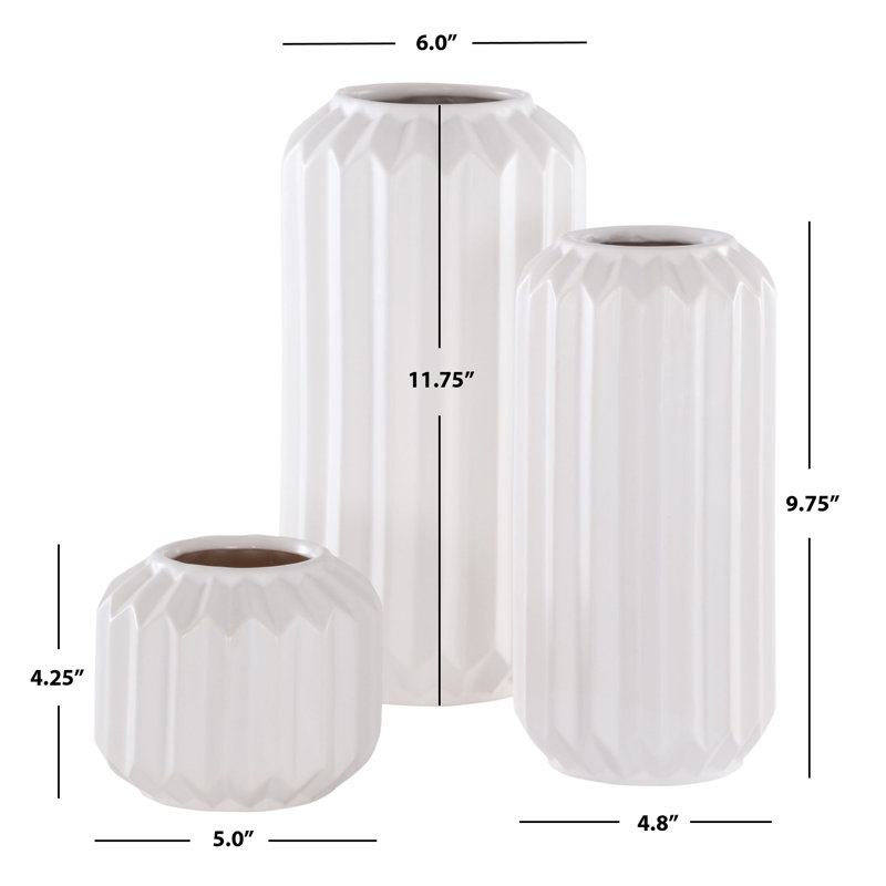 Dequavion Handmade Ceramic Table Vase, White