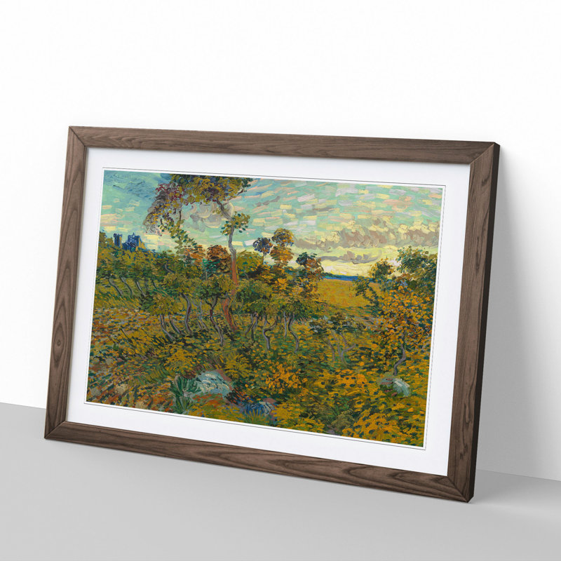 Sunset at Montmajour by Vincent Van Gogh - Picture Frame Painting, Walnut Framed, 27cm H x 36cm W x 2cm D
