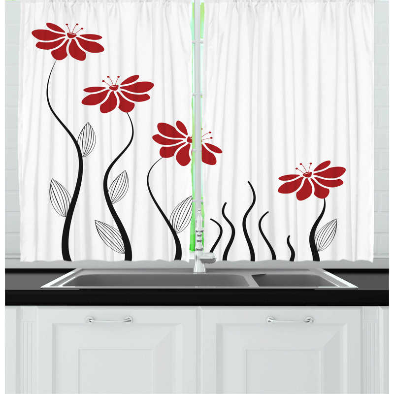 Floral Pointed Kitchen Curtain