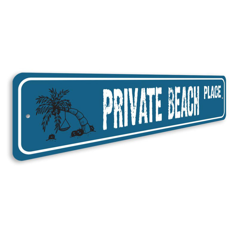 Plaque de plage privée en aluminium, H 4 po x l 18 po x P 0,04 po