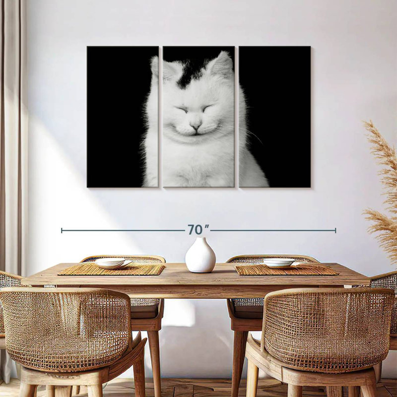 Delighted White Cat, 36" H x 57" W