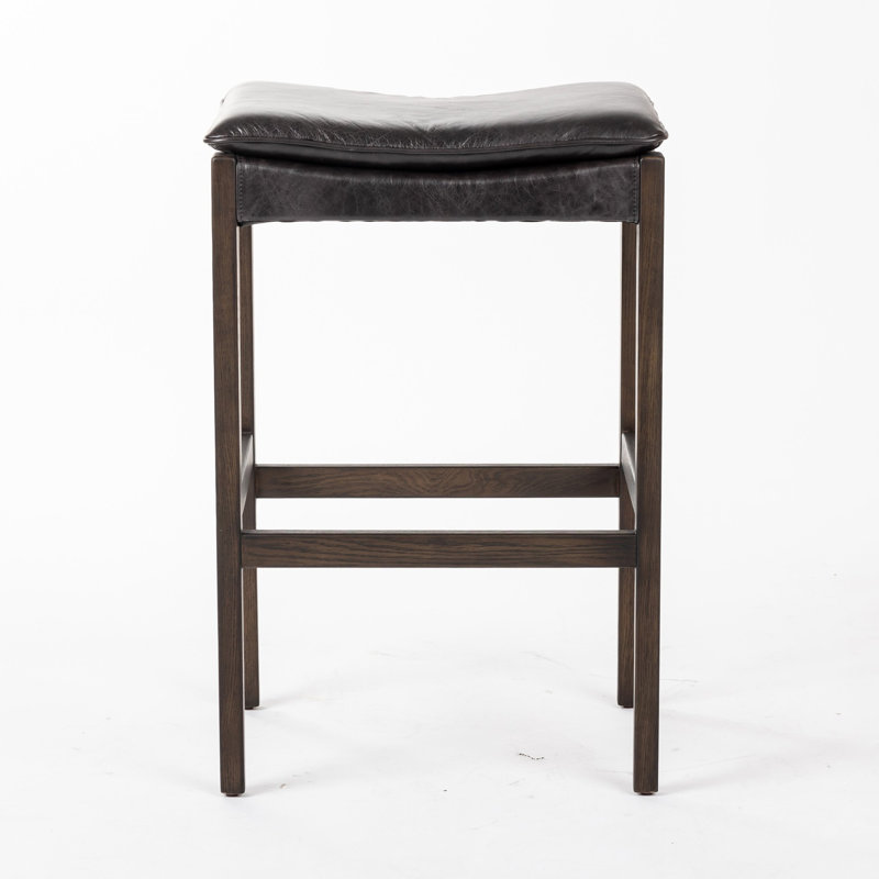 Aya Stool, Genuine Leather Sonoma Black, Bar Stool (30.71" Seat Height)