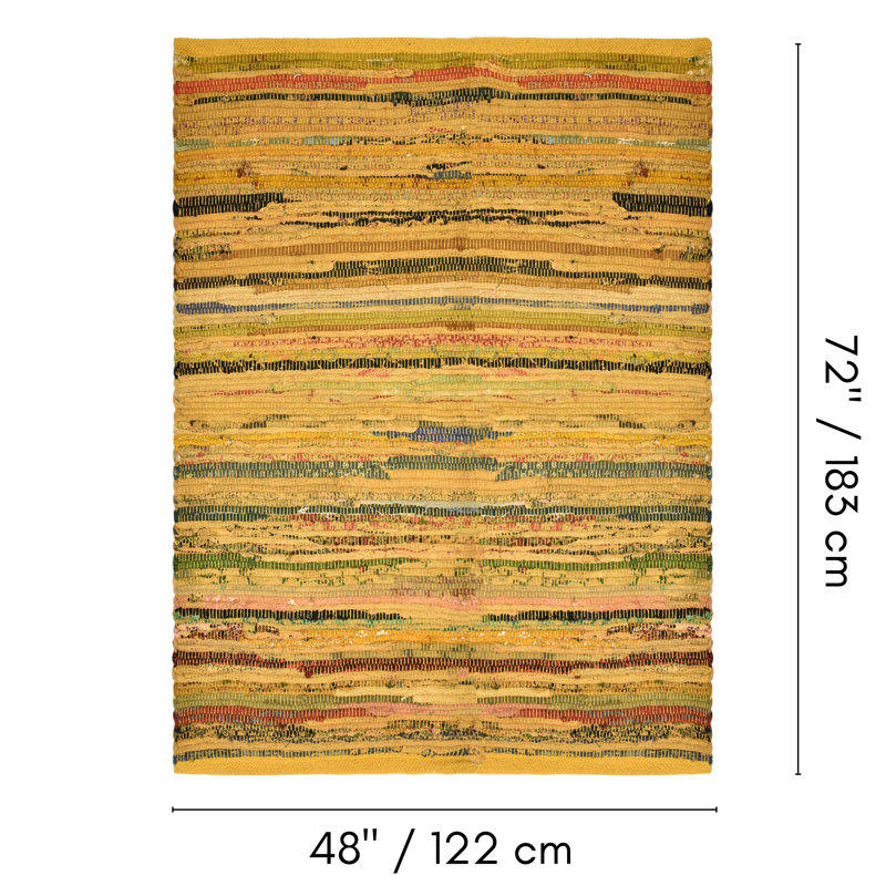 Tapis jaune en coton Stephoe, Rectangle 4 pi x 6 pi