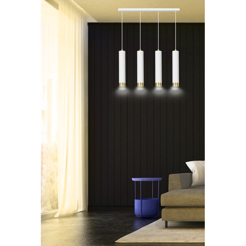 Danbury 4 - Light Cylinder Pendant, Gold, White