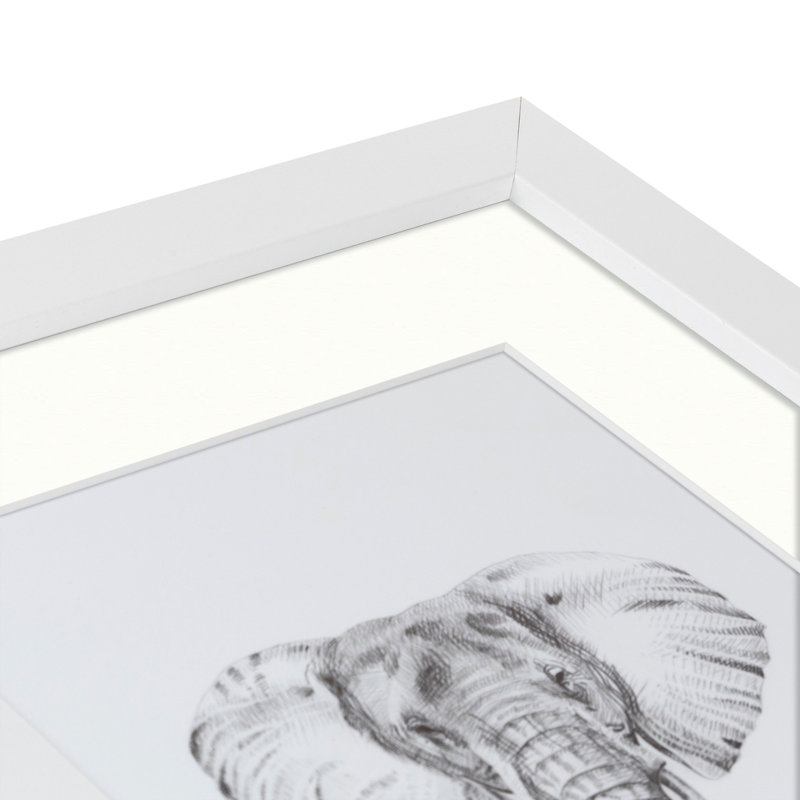 Satin White Wood Picture Frame with Porcelain Mat