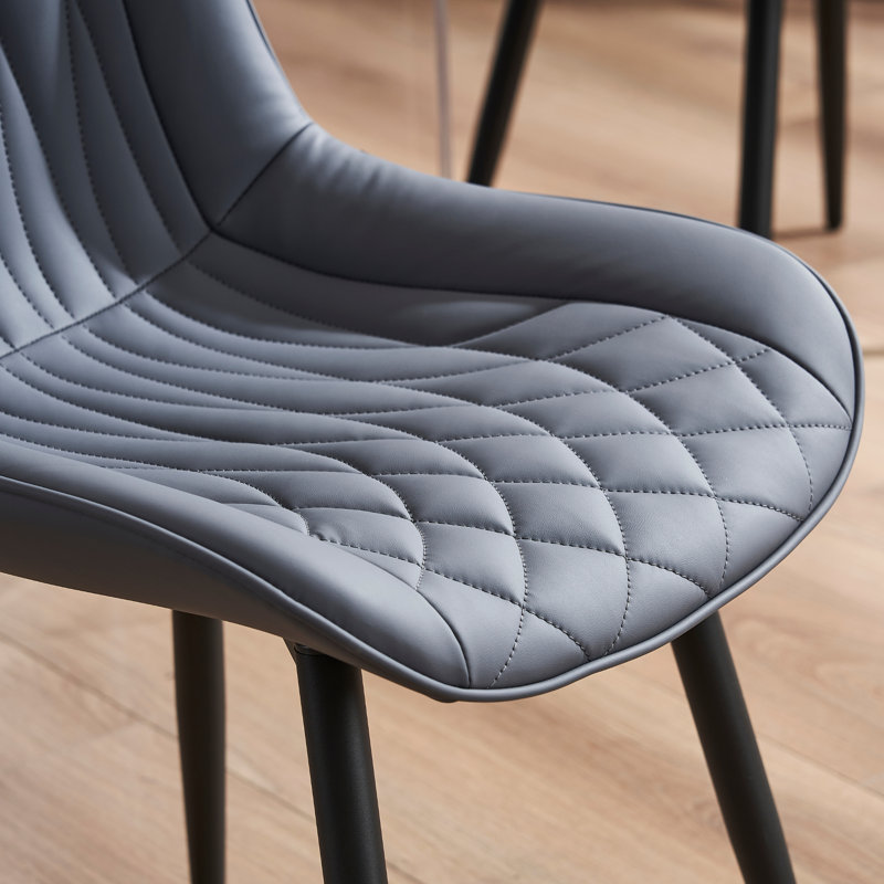Modern Dining Chairs Faux Leather Upholstered Kitchen Chairs Side Chair With Metal Legs, Gray Purple