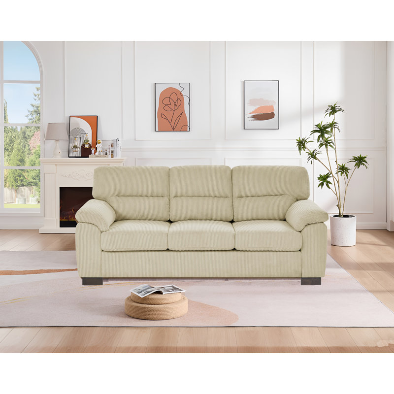Upholstered 81'' Sofa, Cream Corduroy Duplicate 3