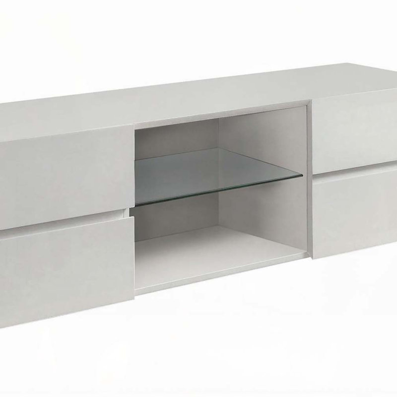 Console à 4 tiroirs blanc brillant