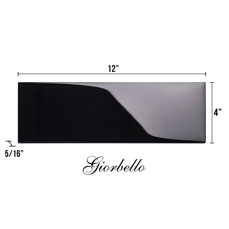 Glass Subway 4" x 12" Wall Tile, Black