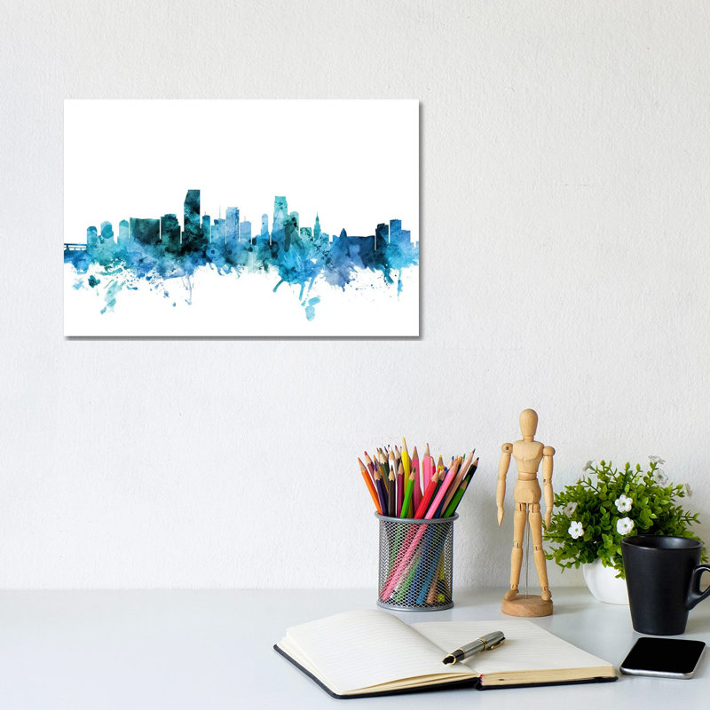Miami, Florida Skyline by Michael Tompsett - Wrapped Canvas Gallery-Wrapped Canvas Giclée, 20.32 cm H x 30.48 cm W
