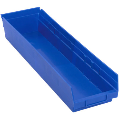 Economy shelf bin, nesting, includes (7) divider slots, rear hanglock, molded-in label holder, polypropylene, Made, case of 8