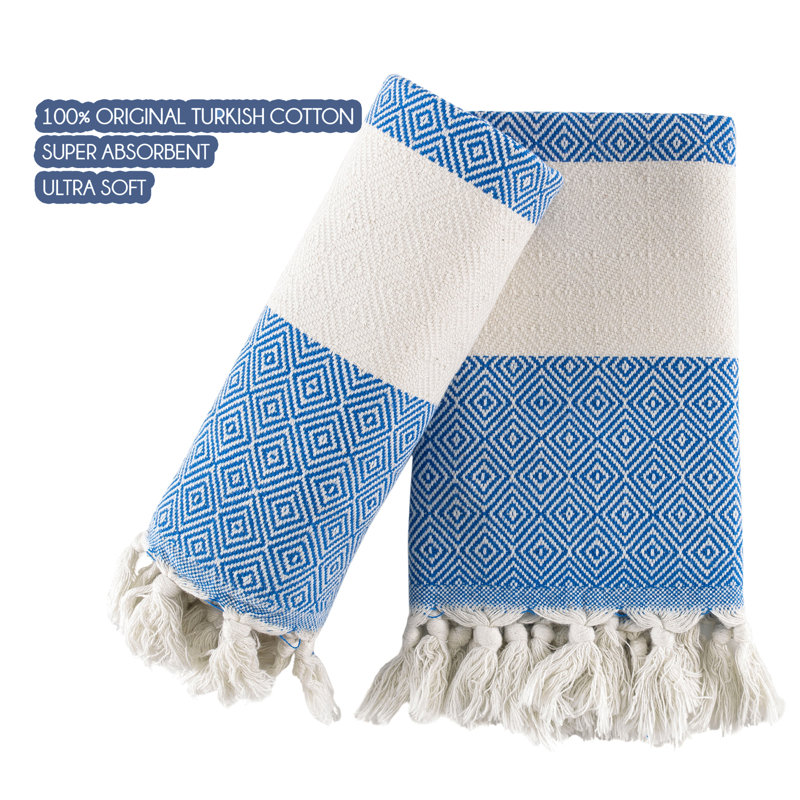 Turkish Hand Towels Set of 2 Decorative Towels for Bathroom and Kitchen - Soft, Absorbent and Quick Dry Farmhouse Towels for Hands, Hair and Face (19x39 inches)