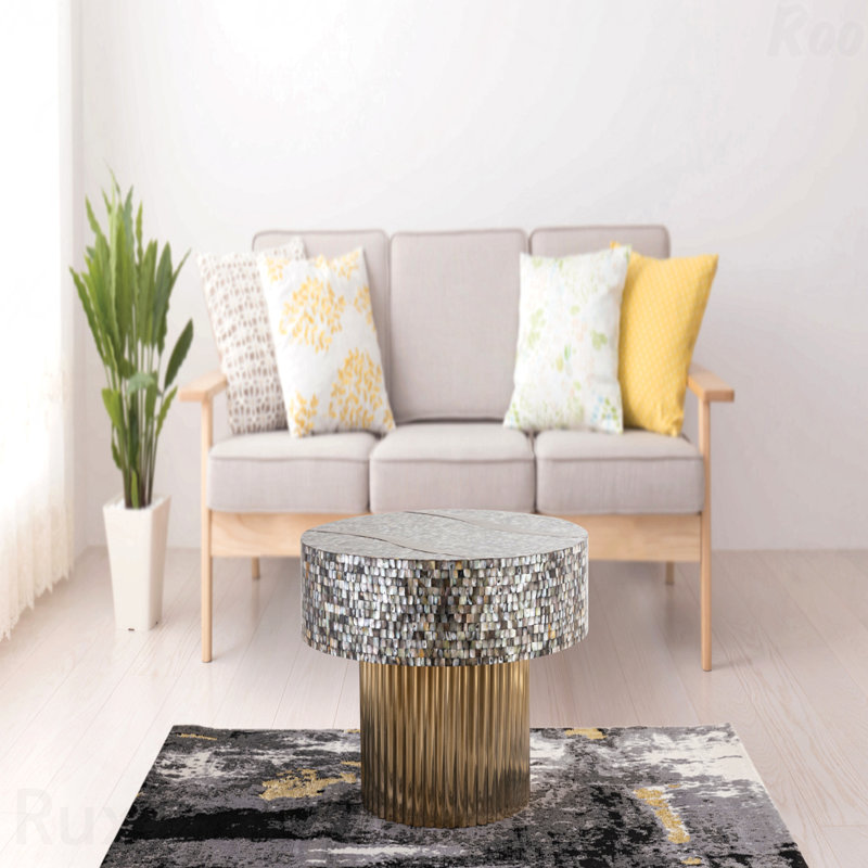 Table basse avec plateau en nacre